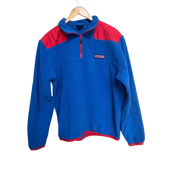 Vineyard Vines Other - Vineyard Vines Mens Blue Red Colorblock Fleece 1/4 Zip Pullover Jacket Medium